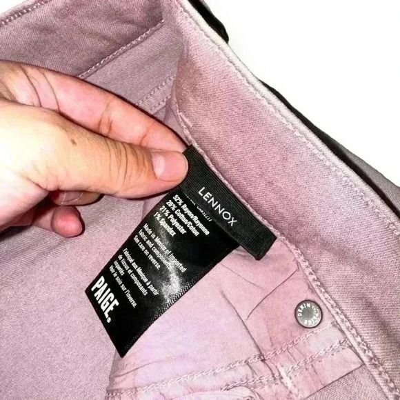 NWT PAIGE LENNOX Slim Fit Jeans Stretch  W33 Straight Pink Casual City Offcie - Picture 8 of 12